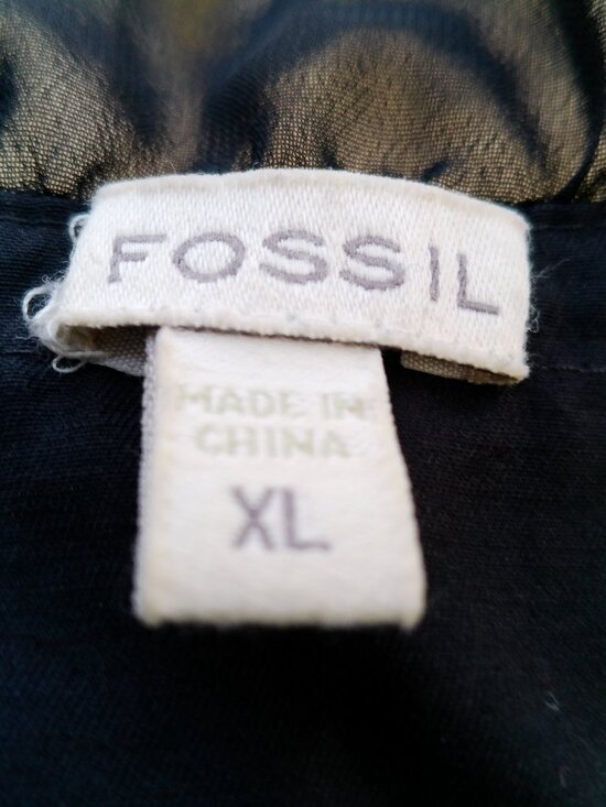 VINTAGE FOSSIL DRESS SIZE XL BLACK WITH BROWN WHITE BLACK DESIGN - Picture 5 of 7